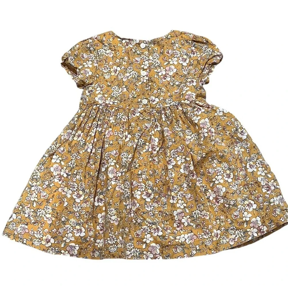 OshKosh B'gosh Dress Baby Baby 18M Mustard Yellow Floral Fit & Flare